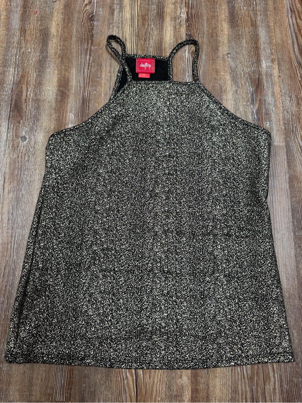 Vintage Y2K Daytrip black & silver glitter halter top in a S